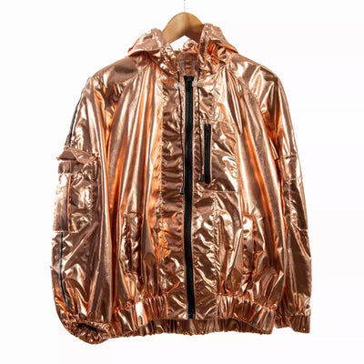 Anna Rewick Metallic Copper Bomber Jacket
