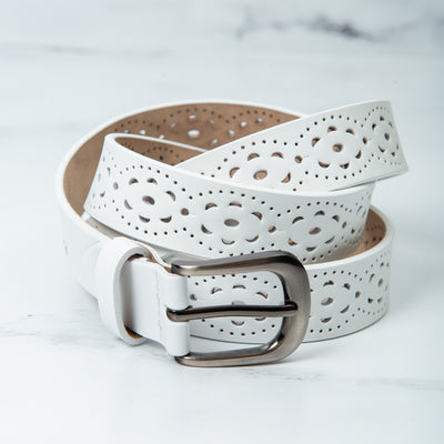 High Quality White Leather Belt