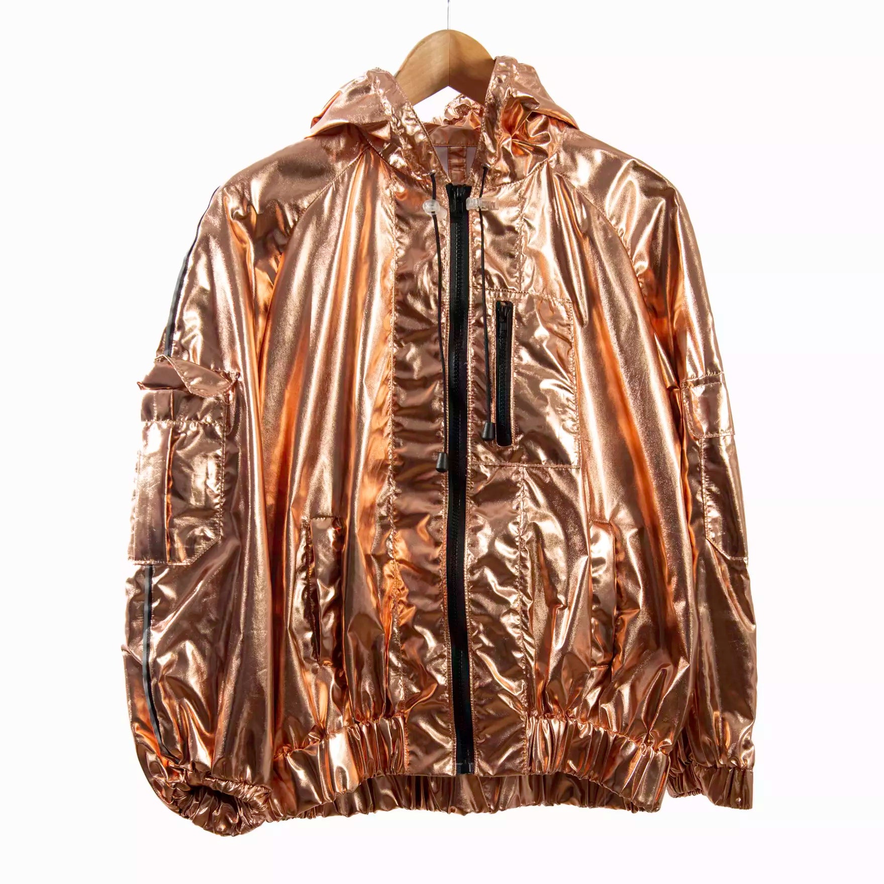Metallic Rose Gold Bomber Jacket Anna Rewick