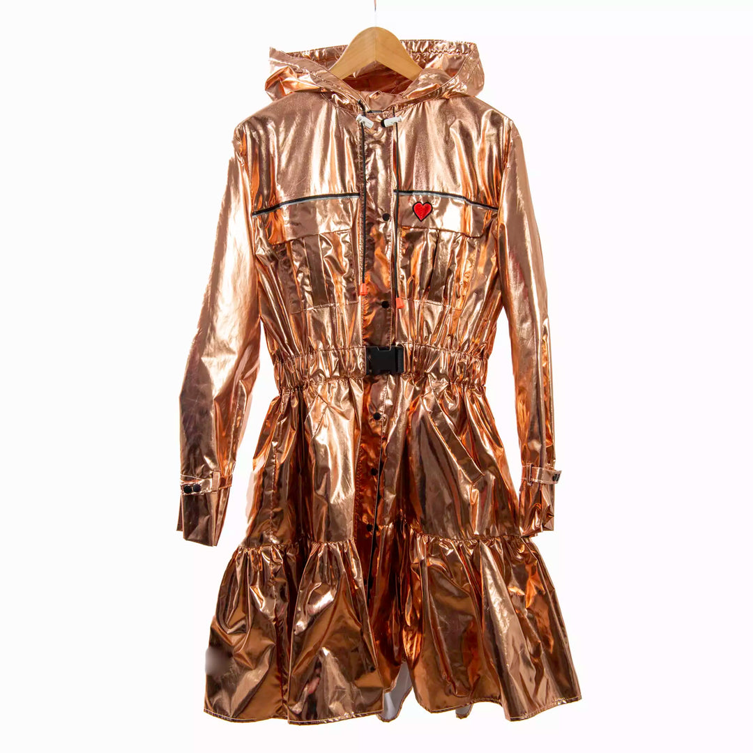 Rose gold metallic raincoat discount