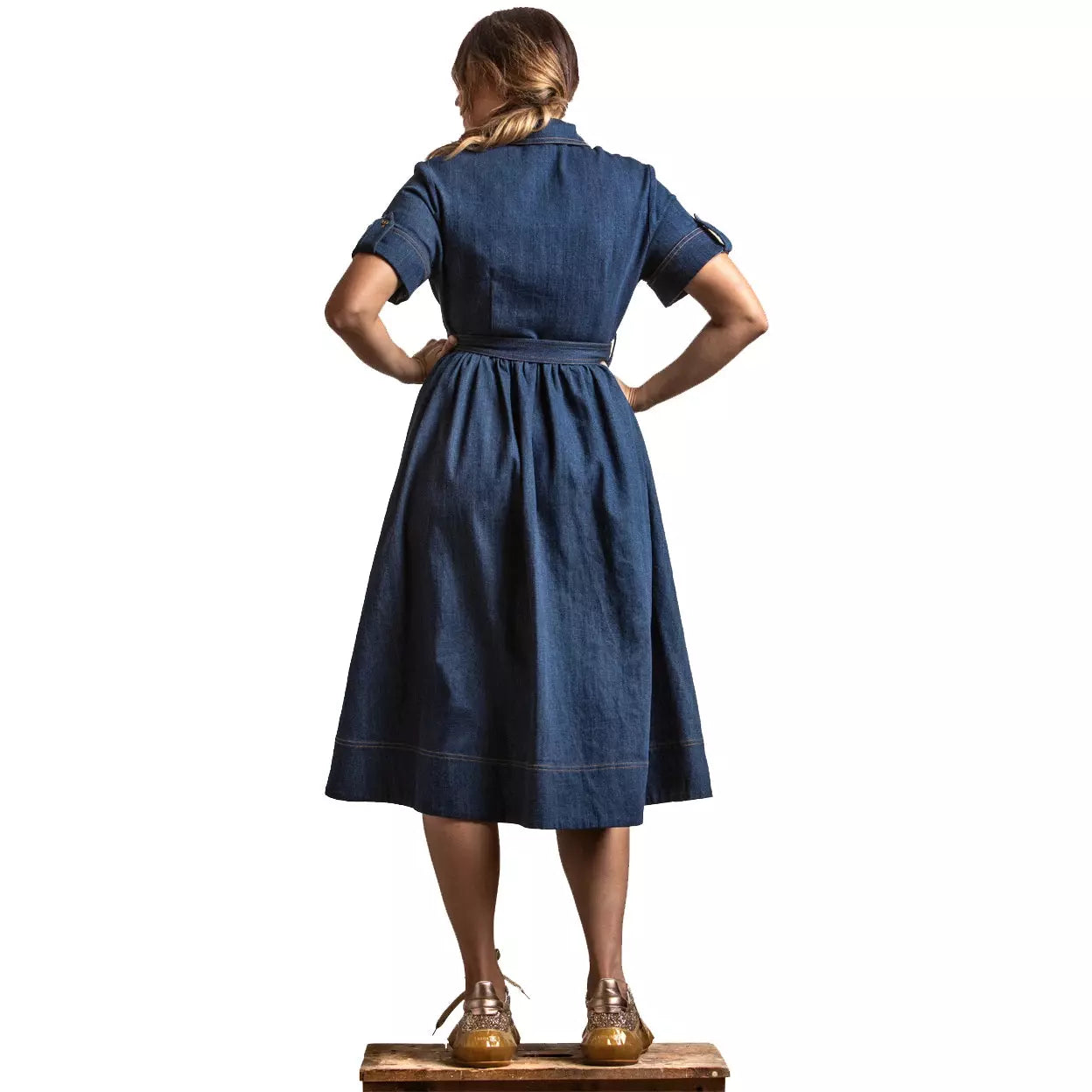 Nicole cotton denim shirtdress sales