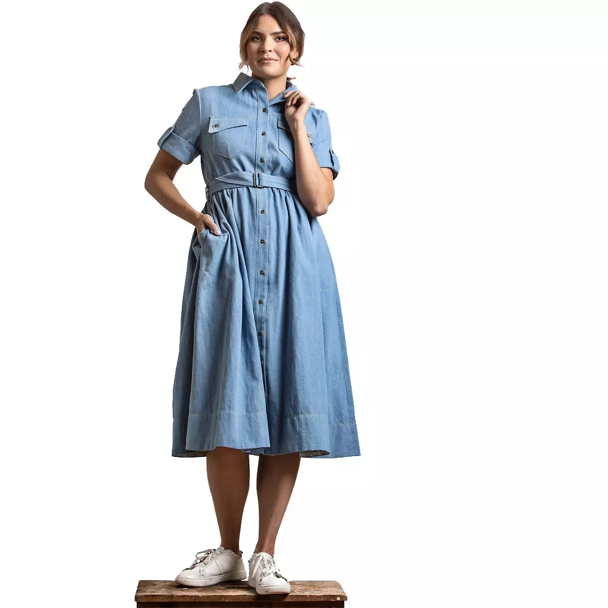 denim dress iconic Absolutely speechless over how ICONIC our new Desirae Denim Dress is #neeseesdresses