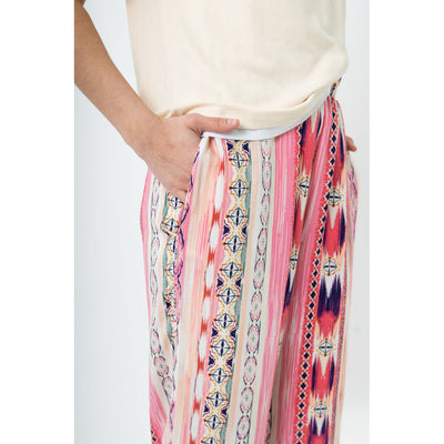 Artistic Ikat Print Rayon Lounge Pants - Effortlessly Stylish and Comfortable for Poolside or Everyday Wear