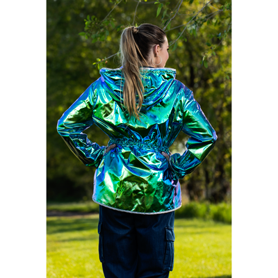 Step into Retro Cool: Embrace Fun and Style with our Iridescent Mint Green Jacket