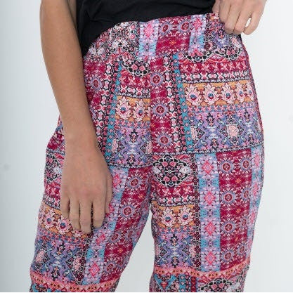 Boho Patchwork Print Cotton Lounge Pants - Stylish, Comfortable, and Perfect for Poolside and Everyday Wear